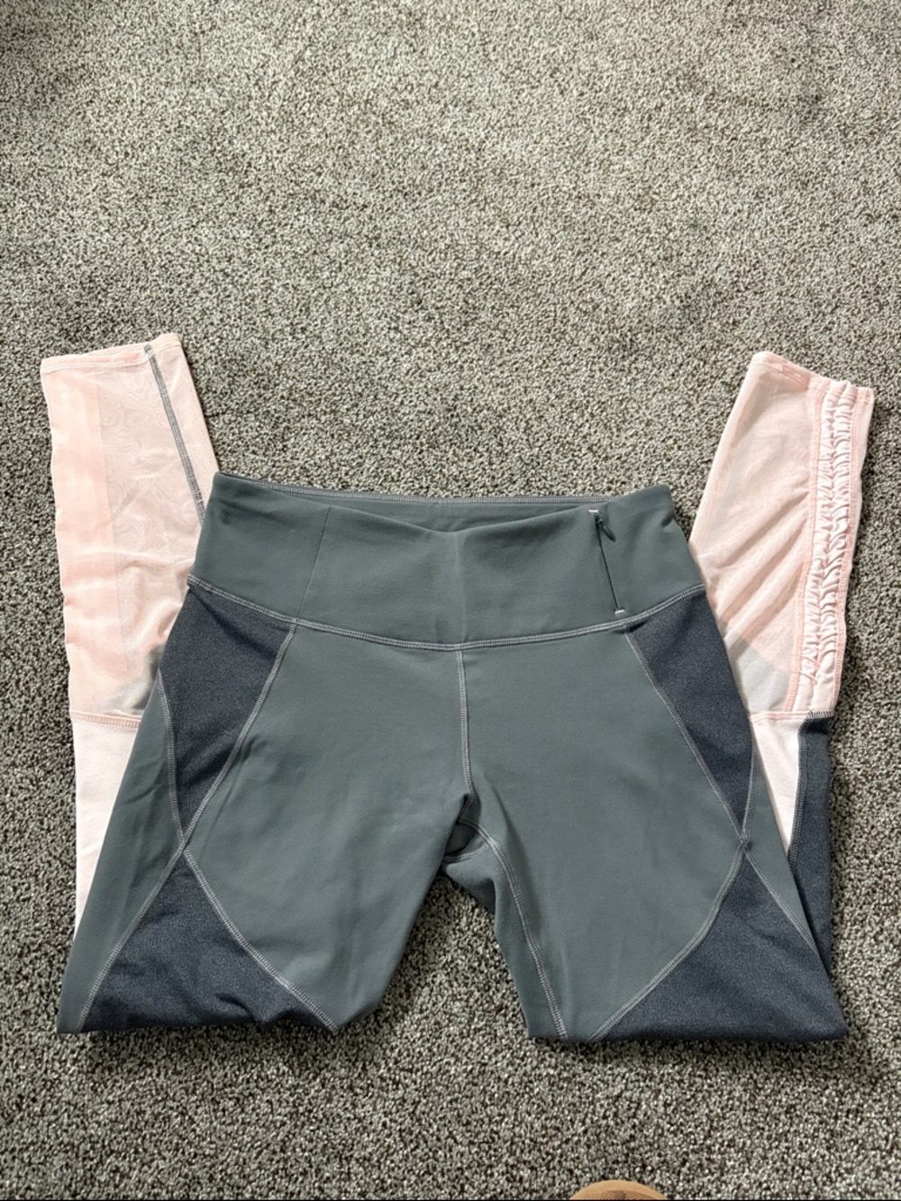 CALIA by Carrie Underwood Gray and Light Peach Mesh Panel Leggings